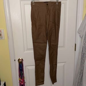 Brown Leather Skinny Pants